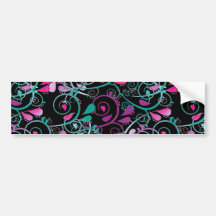 Pourpre turquoise rose de remous floraux Girly sur Autocollants Pour Voiture