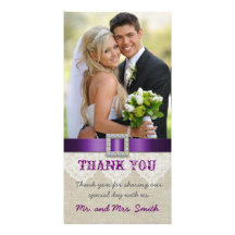 Pourpre vintage de photo de Merci de mariage de de Cartes De Vœux Avec Photo