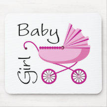 Poussette rose de bébé tapis de souris