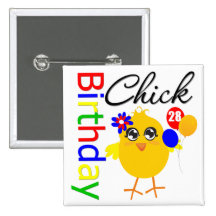 Poussin d'anniversaire 28 années badge avec épingle