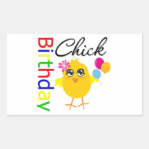 Poussin d'anniversaire autocollant rectangulaire