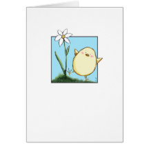 Poussin de Pâques et fleur heureux - cartes de Pâq