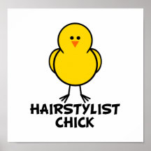 Poussin de styliste en coiffure affiches