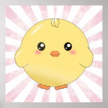 Poussin jaune mignon affiche