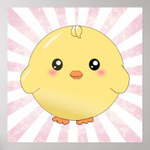Poussin jaune mignon affiche