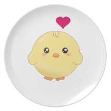 Poussin jaune mignon assiettes pour soirée