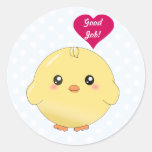 Poussin jaune mignon autocollants ronds