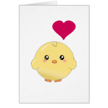 Poussin jaune mignon carte de vœux