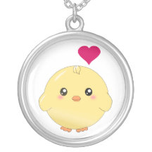 Poussin jaune mignon collier