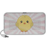 Poussin jaune mignon haut-parleurs notebook