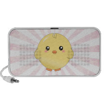 Poussin jaune mignon haut-parleurs notebook