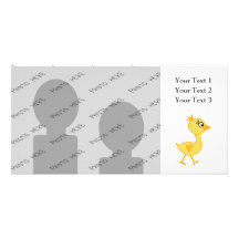 Poussin jaune mignon, marchant cartes avec photo