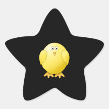 Poussin jaune mignon. Petit oiseau sur le noir Sticker En Étoile