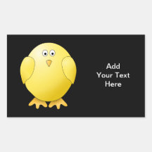 Poussin jaune mignon. Petit oiseau sur le noir Autocollants En Rectangle