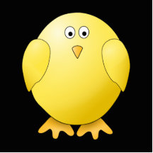 Poussin jaune mignon. Petit oiseau sur le noir Photo Sculptures
