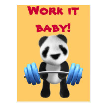 Powerlifter mignon d'ours panda de bébé dans 3d (e cartes postales