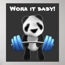 Powerlifter mignon d'ours panda de bébé dans 3d (e posters