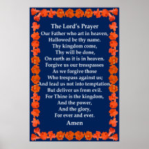 Prayer de seigneur dans un cadre de grenade affiche