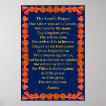 Prayer de seigneur dans un cadre de grenade affiche