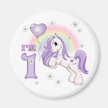 Premier anniversaire de joli poney magnets pour réfrigérateur
