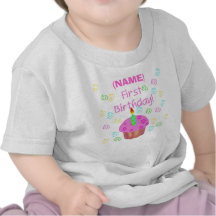 Premier anniversaire de petit gâteau rose customis t-shirts