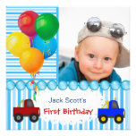 Premier anniversaire ęr de bébé coloré invitations personnalisables