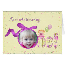 Premier anniversaire pour la fille carte de vœux