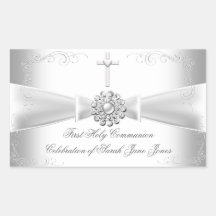 Premier argent de blanc de sainte communion de fil autocollants