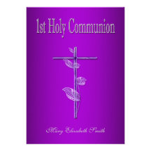 Premier argent de pourpre de sainte communion faire-part