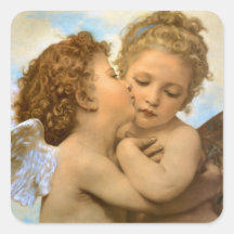 Premier baiser par Bouguereau, anges victoriens vi Stickers Carrés