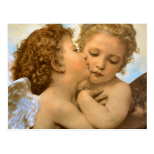 Premier baiser par Bouguereau, anges victoriens vi Carte Postale