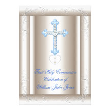 Premier bleu de sépia de sainte communion de garço carton d'invitation
