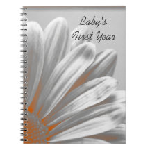 Premier carnet de l'année du bébé floral orange de