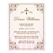 Premier invitation de communion de cadre fleuri br