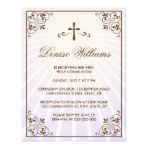 Premier invitation de communion de cadre fleuri br