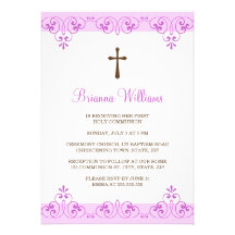 Premier invitation de communion de damassé pourpre