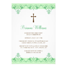 Premier invitation de communion de damassé verte é