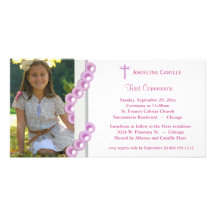 Premier invitation de photo de communion de perles photocarte customisée