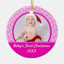 Premier ornement de Noël du bébé rose