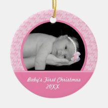 Premier ornement de Noël du bébé rose
