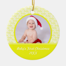 Premier ornement de photo de Noël du bébé jaune