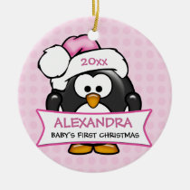 Premier pingouin de Noël du bébé personnalisé ornements