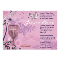 Premier rose d'invitation de colombe de calice de  invitations