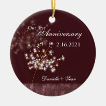 Premier souvenir de photo d'anniversaire de mariag ornements