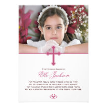 Premier souvenir de photo de communion de croix sa faire-parts