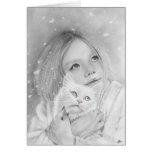 Première carte de minou de fille de neige