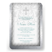 Première communion de croix blanche élégante de da invitations