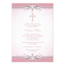 Première communion de croix rose de damassé bristol
