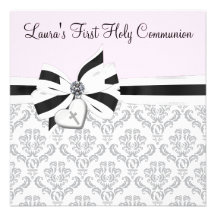 Première communion de damassé de croix noire rose  bristol