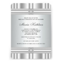 Première communion de diamant de blanc croisé blan faire-parts
